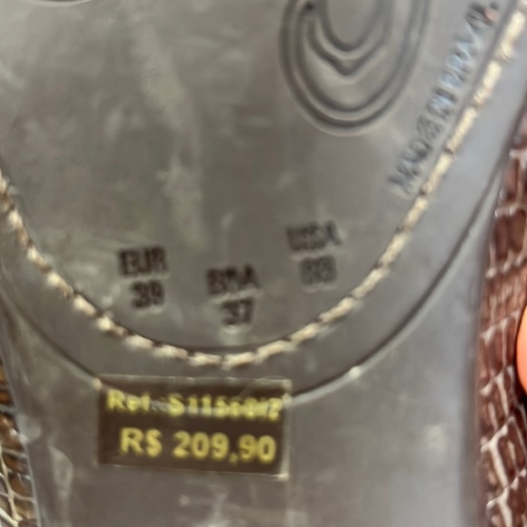 ♥️$10 FINAL PRICE LUZ DA LUA Brazil brown flats shoes gold rhinestones bow 8 - Picture 5 of 7